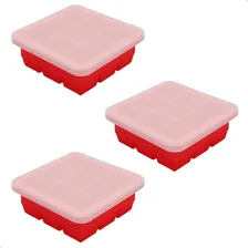 3 Formas De Silicone Com Tampa Gelo 9 Cubos Livre De Bpa Cor Vermelho Foto  mini 1