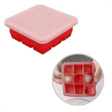 3 Formas De Silicone Com Tampa Gelo 9 Cubos Livre De Bpa Cor Vermelho Foto mini  2