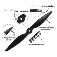 3 Helices Mhs 9/6 Para Motor Elétricos Aproximadamente 1400kv Aeromodelo Cor Preto Foto mini  3