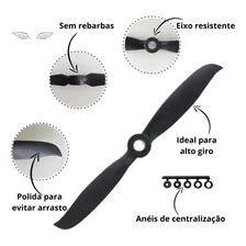 3 Hélices MHS Fly 4.5/4.5 Para Aeromodelos com Motores Elétricos 4000kv Zagi Pylon Cor Preto Foto mini 4