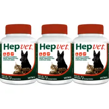 3 Hepvet Suplemento Hepático Cães Gatos 30 Comprimido Vetnil Foto  mini 1