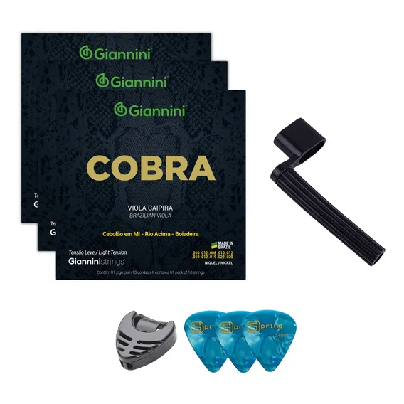 3 Jogos Corda Viola Caipira Giannini Cobra NÃquel + Palhetas Foto 1
