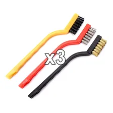 3 Kits Com 3 Escovas De Aço Latão Nylon P/ Limpeza Remoção Foto mini 2