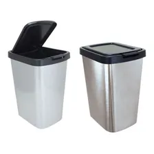 3 Lixeira Cesto 9 Litros Click Label Cozinha E Banheiro Inox Cor Cinza Foto mini  3
