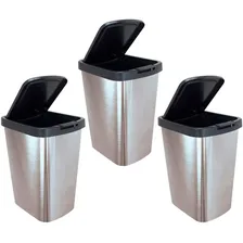 3 Lixeira Cesto 9 Litros Click Label Cozinha E Banheiro Inox Cor Cinza Foto mini 4
