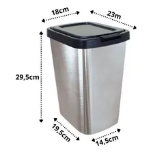 3 Lixeira Cesto 9 Litros Click Label Cozinha E Banheiro Inox Cor Cinza Foto  mini 1