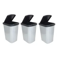 3 Lixeira Cesto 9 Litros Click Label Cozinha E Banheiro Inox Cor Cinza Foto mini  2