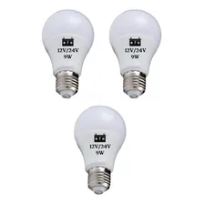 3 Lâmpadas Led Bulbo 9w 12v 24v E27 Luz Branco-frio 12v/24v Foto mini 1