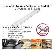 3 Luminaria Tubular Sobrepor Led 36w 120cm 36w Calha 036bf Cor Branco 110V/220V Foto mini 3