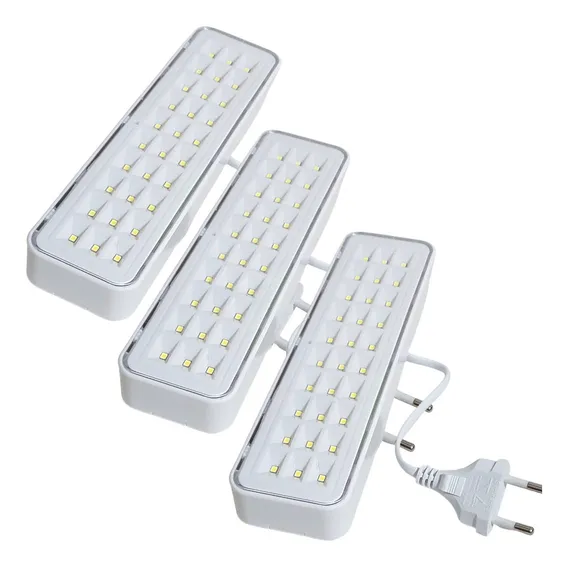 3 luminárias emergência Elgin bivolt recarregável lampada 30 leds Foto 1