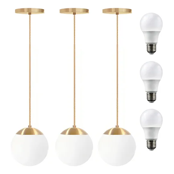 3 Luminárias Pendente 2m Jabuticaba Globo 15 + 3 Lâmpadas 9w Foto 1