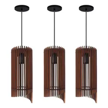 3 Lustres Pendentes Rustico Chinês Mdf Foto mini 1