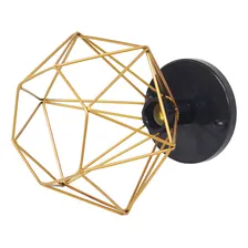 3 Lustres Plafon Diamante Industrial Retr么 Sobrepor Aramado Estrutura Preto/Dourado Foto mini 3