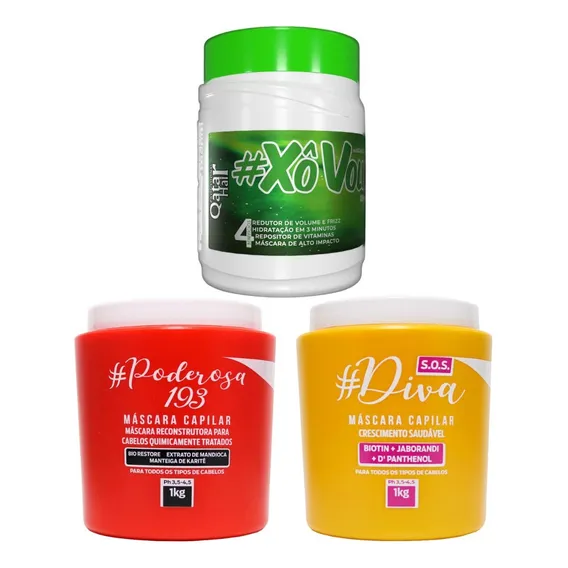 3 Máscaras Tróia Hair Sos Diva , Emergencia E Redux 3x1kg Foto 1