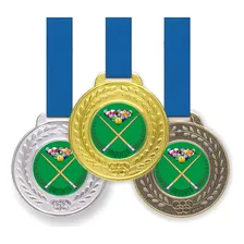 3 Medalhas De Bilhar Ouro / Prata / Bronze Foto  mini 1