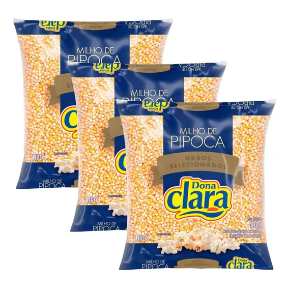 3 Milho De Pipoca Dona Clara 3 Corações 400g Foto 1