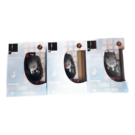 3 Mini Mouses Ps2 Óticos Jetline Novinhos ! Cor Preto Foto 1