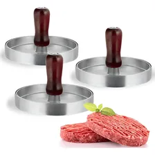 3 Modelador Aço Inox Hambúrguer Caseiro Molde Prensa Carne Cor Prata Foto mini 1