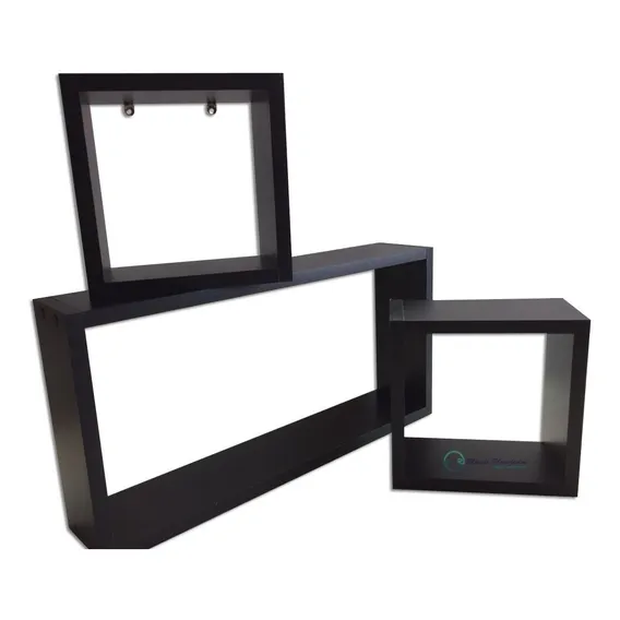 3 Nichos 60x30/25x25/25x25 Mdf 15cm Profundidade Preto Foto 1