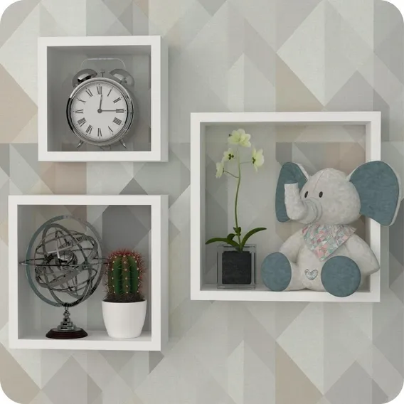 3 Nichos Para Quarto De Bebê Infantil Parede Branco Foto 1