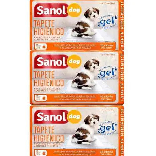 3 Pacotes Tapete Higienico Para Cachorro Sanol Dog - 80x60cm Foto 1