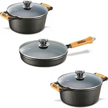3 Panela Mineira Caçarola 1,2 2,2 L Tv Frigideira Alta 23 Cm Cor Preto Foto mini 1