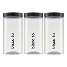 3 Pote Biscoito Bolacha Com Tampa De Rosca Preta 2 Litros Foto  mini 1
