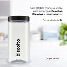 3 Pote Biscoito Bolacha Com Tampa De Rosca Preta 2 Litros Foto mini 4