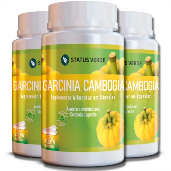 3 Potes Garcinia Cambogia 100% Natural - Kit 360 Cáps Sabor Sem Sabor Foto 1