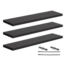 3 Prateleiras Em Mdf 15mm Preto Com Suporte Fixação20x100cm Foto mini 3