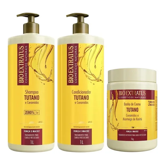 3 Produtos Tutano Bio Extratus Shampoo Cond. Máscara 1 Litro Foto 1