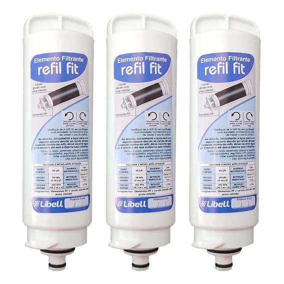 3 Refil Filtro Purificador Acquafit - Libell Foto 1