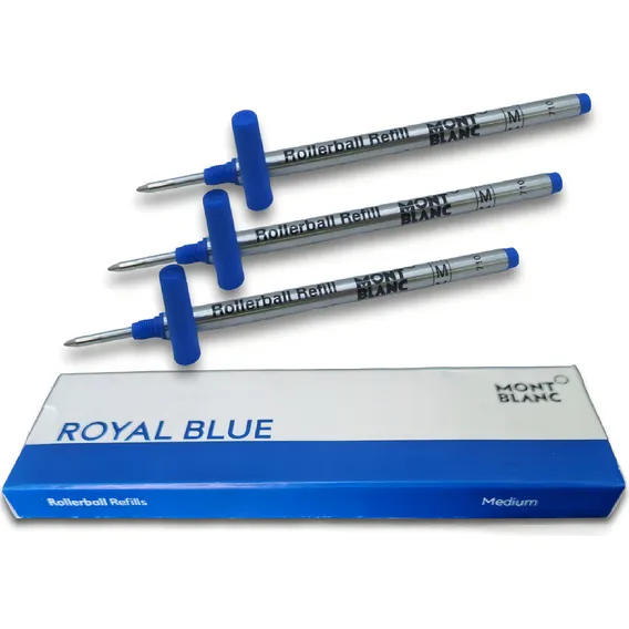 3 Refil M710 Caneta Mont Blanc Rollerball Carga Tinta Azul Foto 1