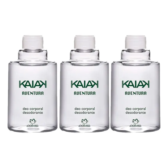 3 Refil Perfume Deo Corporal Masculino Kaiak Aventura 100ml Natura Foto 1