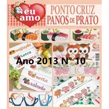 3 Revistas Eu Amo Ponto Cruz Panos De Prato Bordados Lote 5 Foto mini 4