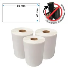 3 Rls Etiqueta Térmica 80x40 Adesiva - Zebra Elgin Argox Cor Branco Foto mini  3
