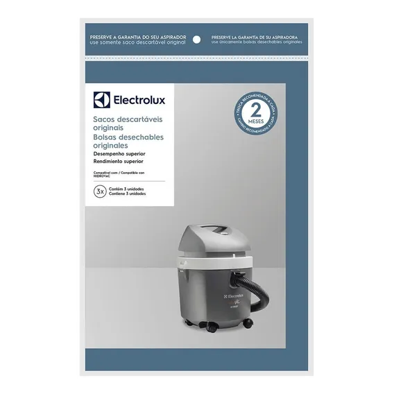 3 Saco Aspirador Pó Descartável Electrolux Hidrovac Original Foto 1