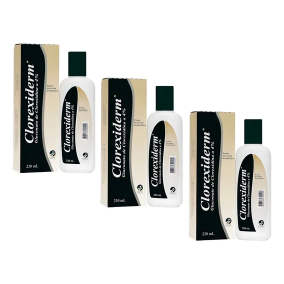 3 Shampoo Clorexiderm 230ml - Dermatite - Imediato Foto 1