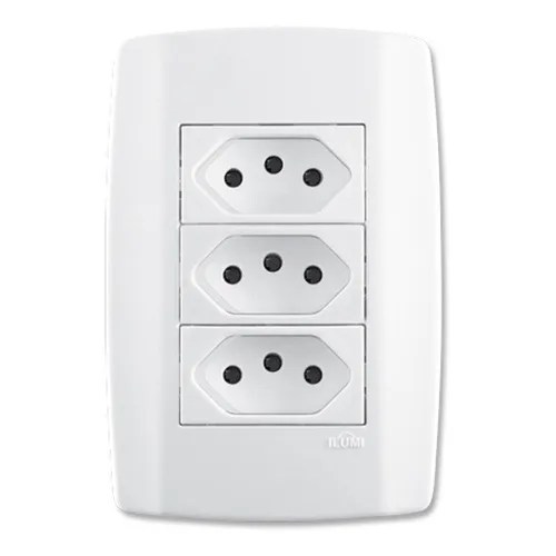 3 Tomadas Monobloco 20a/250v Slim Ilumi Cor Branco Foto 1