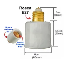 3 Uni Adaptador Bocal Ampliação Soquete De E27 P/ E40 De Porcelana Cor Branco Foto mini 4