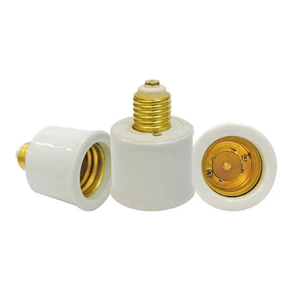 3 Uni Adaptador Bocal Ampliação Soquete De E27 P/ E40 De Porcelana Cor Branco Foto 1
