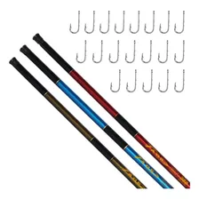 3 Vara De Pesca Telesc贸pica 3m + Para Traira Tilapia Curvin Foto mini 1