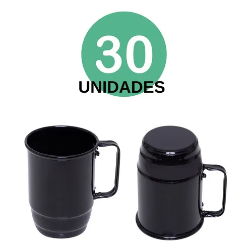 30 Canecas De Alumínio Preta Para Chopp 500ml Foto 1