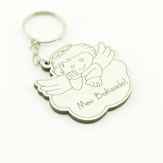 30 Chaveiros Personalizados Mdf - Anjinho Nuvem - Mat-017b Foto 1