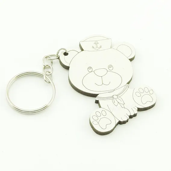 30 Chaveiros Personalizados Mdf - Urso Marinheiro - Inf-080b Foto 1
