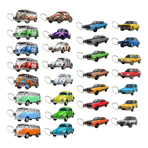 30 Chaveiros Sortidos Em Carro Retro Em Mdf Foto 1