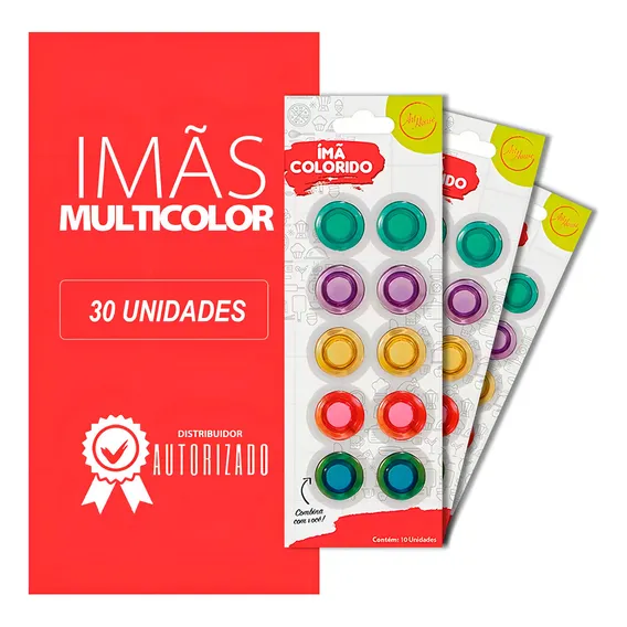 30 Imã Prendedor Magnético Colorido Redondo Mural Geladeira Foto 1
