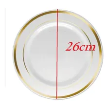 30 Pratos Descartáveis Sobremesa Branco C/ Borda Linha Luxo Foto mini 2