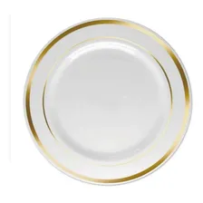 30 Pratos Descartáveis Sobremesa Branco C/ Borda Linha Luxo Foto mini 1