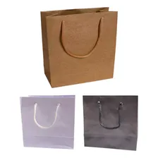 30 Sacola Bolsa Papel Pequena Colorida 10x10x5cm Bijuterias Cor Kraft Lisa Foto mini 1